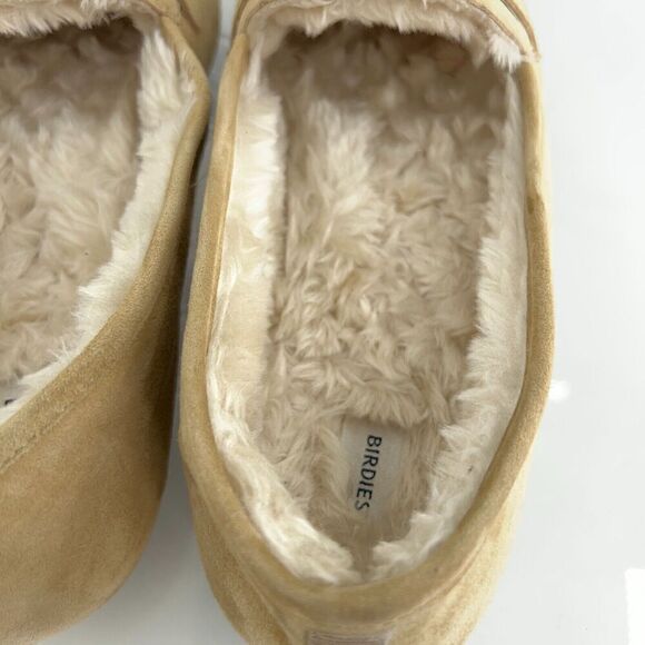 Birdies Womens Size 10.5 The Vesper Penny Loafers Slippers Suede Tan Faux Fur - Picture 11 of 13